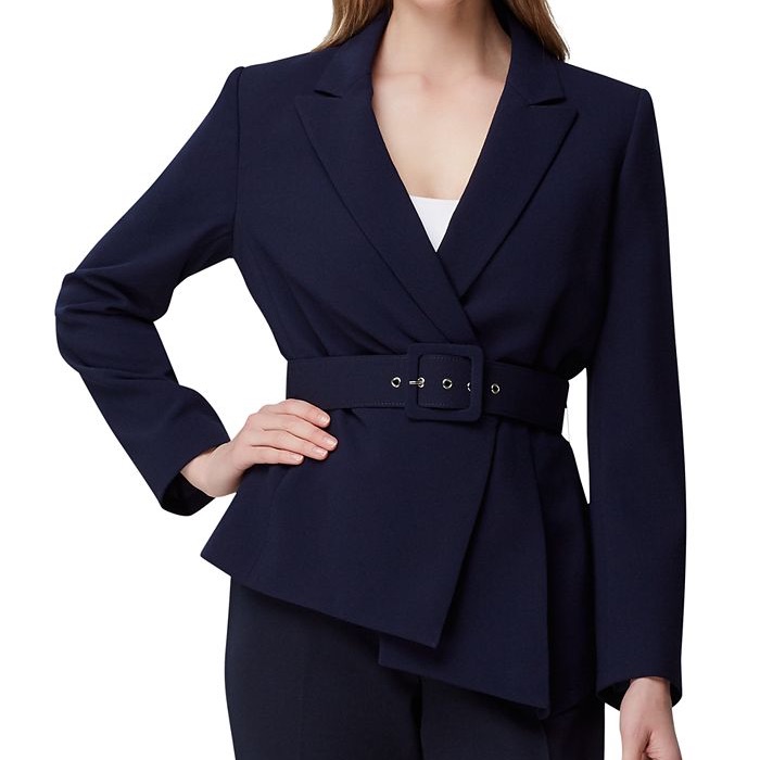 Tahari Navy Belted Blazer